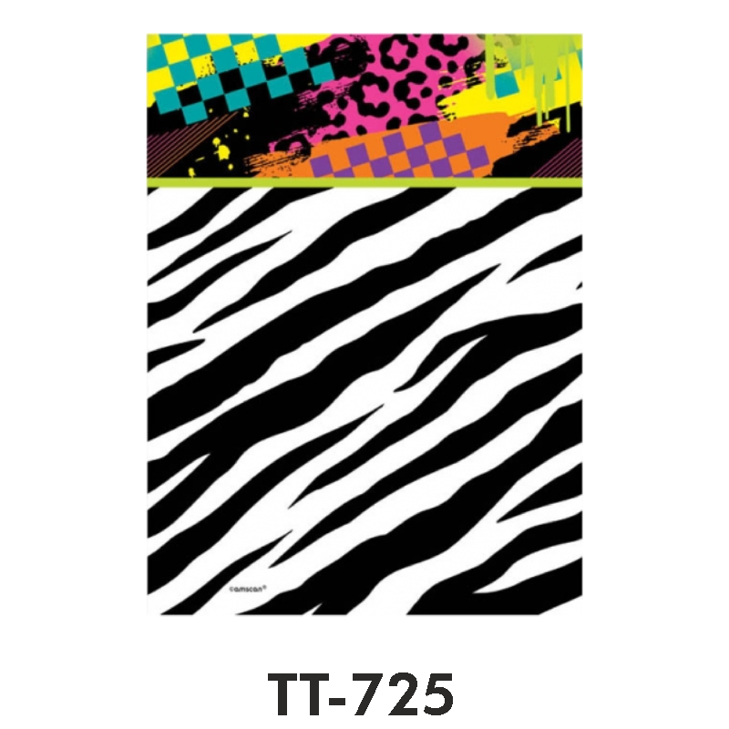 Ballon-Müller AG - Art. TT-725 TT-725,Plastik,Tischtuch,Tischdecke,Tischwaren,Party,80ies,Zebrastreifen,bunt, schwarz,weiss